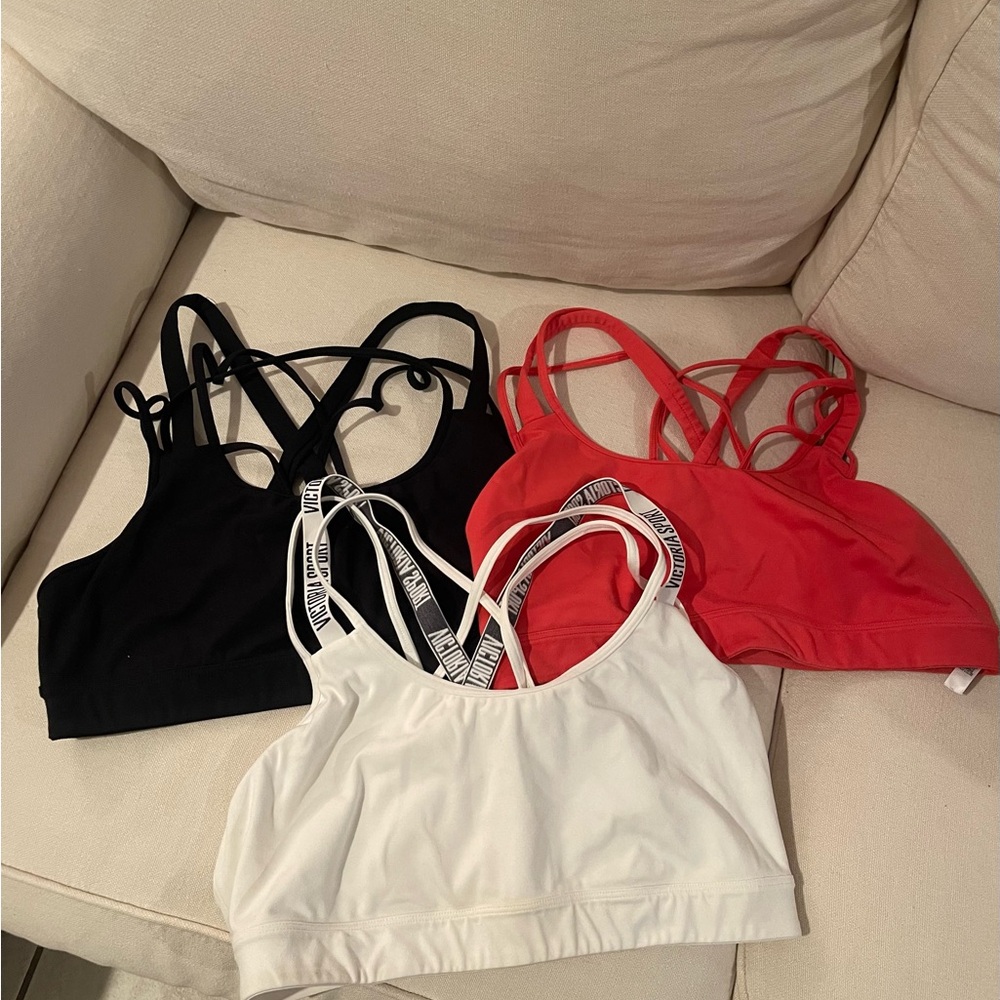 Victoria's Secret sport Bra Trio - Black, White, coral